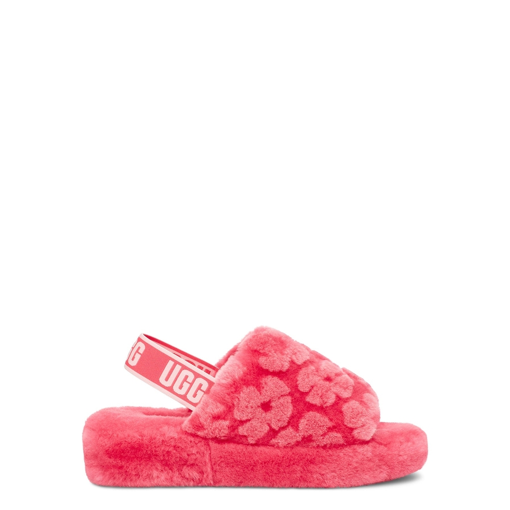 UGG Pink Fluff Yeah Slingback Slippers in Poppy Size 6 (In Big Kids)
